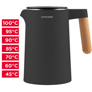 Concept Rychlovarná konvice s regulací teploty 1,5 l Salt  a  Pepper, antracitová RK3302